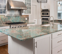 CBMMART Dalles de quartzite polies en amazonite Dessus de table en amazonite polie Carreaux de granit vert en quartzite Dalles de pierre