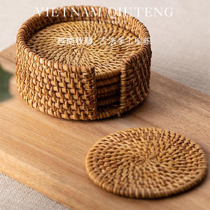 Sets de table ronds en rotin faits à la main de style japonais, antidérapants et isolants pour salon, restaurant extérieur et espaces commerciaux - Product Image 5