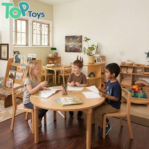 Ensemble <span class=keywords><strong>de</strong></span> meubles <span class=keywords><strong>de</strong></span> classe préscolaire Montessori moderne, table en bois, chaise, armoire <span class=keywords><strong>de</strong></span> rangement pour crèche, garderie, enfant en bas âge - Product Image 1