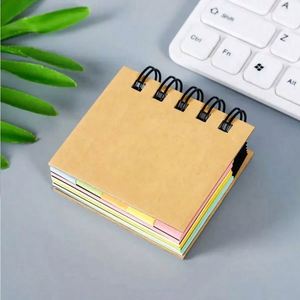 1 unidad de bloc de notas fluorescente con pestañas adhesivas, mini cuaderno espiral de 5 colores, bonito bloc de notas para estudiantes - Product Image 3