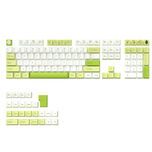 Yogurt Avocado Keycap Cherry Profile 130Key ANSI Layout PBT Dye Sublimation for Mechanical Gaming Keyboard DIY Custom