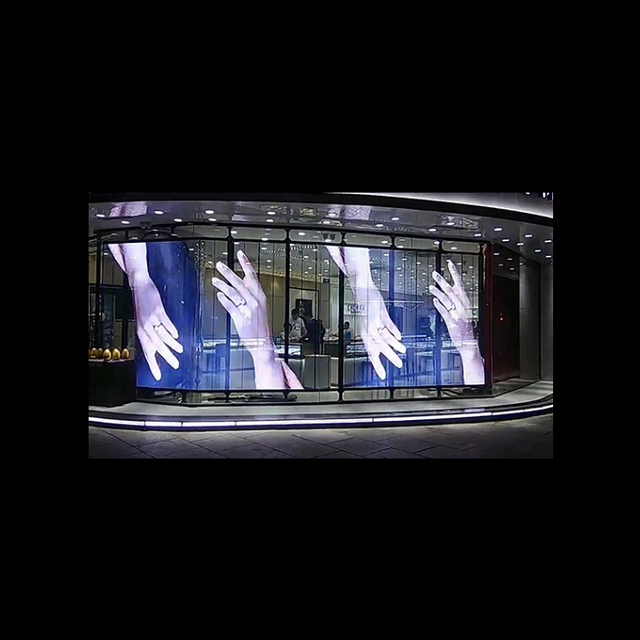 Transparent Flexible LED Display Adhesive Film Pasting Rollable Screen Video Display Curtain Wall Landscape Lighting