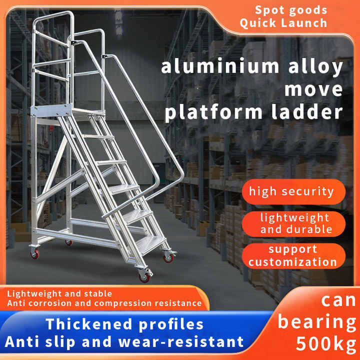 Platform Step Stairs Durable Ladder Aluminum Ladder With Handrail ...