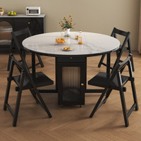 Table à manger ronde pliante en bois massif moderne, multifonctionnelle, portable et extensible pour les petites maisons