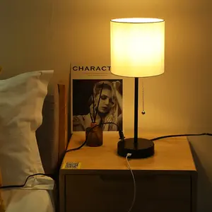Lampes de Table avec Port USB, lampes de Table de chevet pour chambre à coucher, Table de nuit à 3 modes de couleur avec lampe de bureau en forme de lin