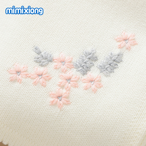 Mimixiong OEKO Tex algodón suave Swaddle tejido bordado flor recién nacido bebé mantas de punto - Product Image 5
