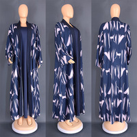 impression longue style ouvert correspondant à la robe intérieure femmes musulmanes africaines taille unique abaya ensembles