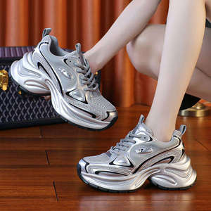 Zapatos Deportivos Casuales de Plataforma Alta para Mujer, Color Plateado, Primavera 2025, Modelo Super Fire White26 - Product Image 4