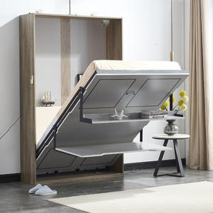 Cama Moderna de Madera Maciza Tamaño Queen con Sistema de Elevación <span class=keywords><strong>Vertical</strong></span> Oculto, Cama Plegable Ecológica Tipo Otomana - Product Image 2