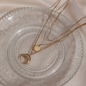 Collier en acier inoxydable doré à plusieurs couches avec lune et étoile, bijoux tendance <span class=keywords><strong>2022</strong></span> - Product Image 5