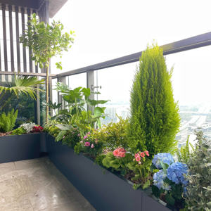 Balcón <span class=keywords><strong>Terraza</strong></span> Cajas de flores de acero inoxidable Patio Cajas de plantación en la azotea - Product Image 1