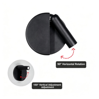 Applique murale hôtelière haut de gamme, projecteur pivotant à double axe, orientable 90° horizontalement et 150° verticalement, LED chaude pour lecture, pièce noble et imposante