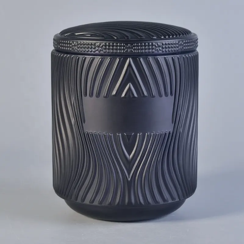 Патентный дизайн эксклюзивной матовой черной стеклянной банки для свечей и крышки
