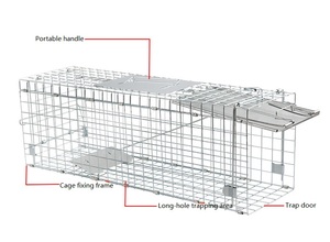 Gabbia di salvataggio in metallo solido per gatti e conigli pieghevole in acciaio piatto di trappola per animali vivi per il controllo dei parassiti - Product Image 2