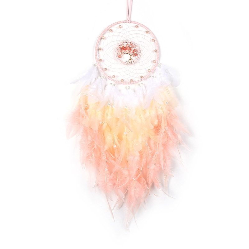 Wall Dreamcatcher Led Handmade Feather Dream Catcher Braided Wind Chimes Art For Room Decoration Hanging Home Decor