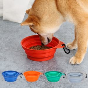 Bol pour animaux de compagnie en silicone coloré, motif solide, conteneur pour nourriture et eau, portable, voyage, chien, pliable, écologique, imperméable - Product Image 6