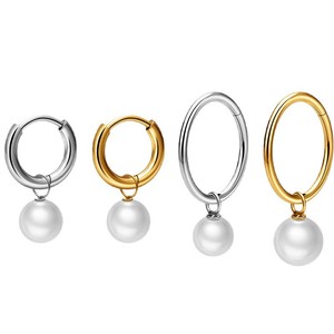 Boucles d'oreilles circulaires en alliage <span class=keywords><strong>de</strong></span> titane ASTM-F136 Getta, style <span class=keywords><strong>perle</strong></span>, pour femme, bijoux <span class=keywords><strong>de</strong></span> piercing doux et cool, pour cartilage d'oreille, mariage - Product Image 1