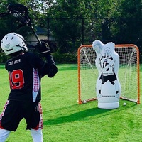 Cible de gardien de lacrosse gonflable avec mannequin défenseur pour le tir de précision, les exercices de dérobage et l'entraînement au but