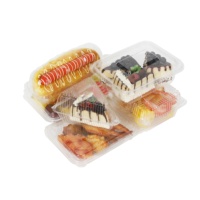 Conteneur alimentaire pliable transparent biodégradable écologique en PLA/PET avec couvercle à charnière et logo personnalisé
