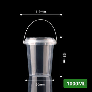 Logo kustom cetak sekali pakai 1L makanan ringan buah PP mangkuk plastik dengan pegangan dan tutup - Product Image 6