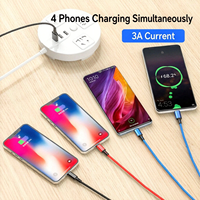 Kabel Pengisian Cepat Tipe C 4-in-1 Multi Charging Cable 65W PD USB-C 3.5A Kabel Pengisian Daya Nilon Terjalin untuk iPhone Samsung Android
