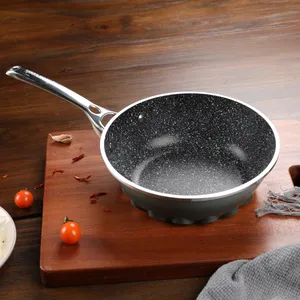 24 cm inoxydable wok Suppliers-Protège-manger à fond Induction, acier inoxydable, avec revêtement antiadhésif en aluminium moulé, ustensiles de cuisine Wok