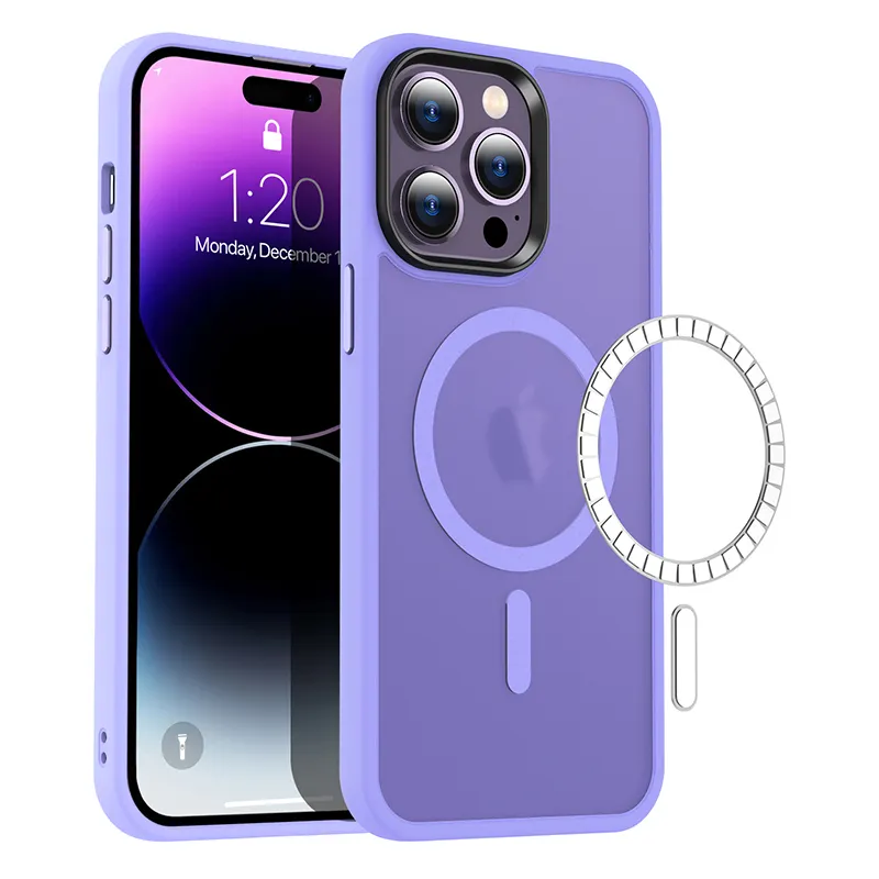 Magnetic Wireless Charge Back Cover For Iphone 14 13 Luxury Purple TPU Charging Phone Case For Iphone 11 12 13 Pro Max Plus