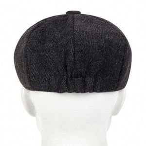 หมวกนิวส์บอยสไตล์วินเทจนิวอิงแลนด์ปี 2025 แฟชั่นหมวกนิวส์บอย 8 แผง หมวกเบเรต์ลายตารางสีเข้มสำหรับผู้ชาย - Product Image 5