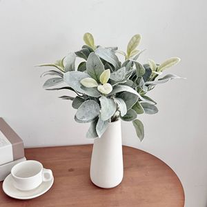 Planta Artificial Yasunobu con Hojas de Tela Gris de 30cm-100cm, Flores en Jarrón, Decoración Estilo Pastoral para Sala de Estar y Comedor - Product Image 3