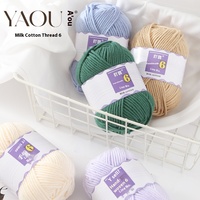Benang bayi 6 lapis ramah kulit bahan katun susu tebal Medium DIY untuk syal rajut topi selimut boneka