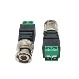 12V BNC公母连接器同轴电缆CAT5视频适配器插头，用于发光二极管条形灯闭路电视摄像机附件