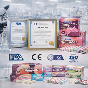 Tampons en coton biologique Kinzino Swim-Safe pour femmes, applicateur jetable, protection anti-fuites, super absorption pour la natation - Product Image 2