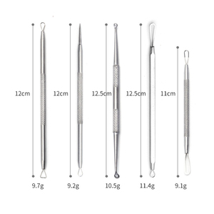 Bộ dụng cụ loại bỏ mụn và mụn đầu đen bằng thép không gỉ chuyên nghiệp 5 món năm 2025, dụng cụ hút mụn, dụng cụ loại bỏ mụn cám, bộ kim loại loại bỏ mụn - Product Image 6