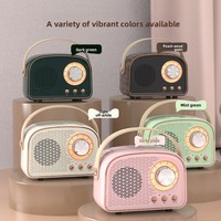 Haut-parleur portable de bureau stéréo sans fil BT5.3 avec subwoofer rétro en plastique, design esthétique, petite taille, sortie 5W