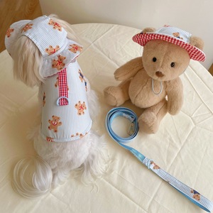 ZHONGYAペット人気商品 可愛いペット用品 犬用ハーネスとリードセット 調整可能なストライプベスト 小型犬用 ペット散歩セット - Product Image 3