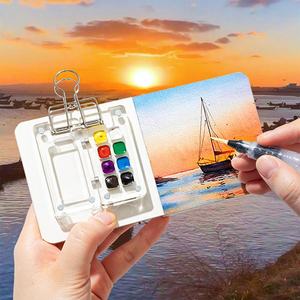 Boîte à couleurs en acrylique à 8 compartiments avec surface polie, kit <span class=keywords><strong>de</strong></span> <span class=keywords><strong>voyage</strong></span> portable et mini pince métallique écologique - Product Image 5