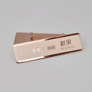 Custom Logo Printed Eco-friendly Silver-Plated Reusable Metal Name Tag with Safety Pin Magnet for Employee Name <b>Badge</b> Labels - Product Image 5