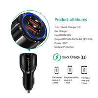 Pengisi Daya Mobil USB Ganda QC3.0 Profesional 30W Fitur Pengisian Cepat Universal untuk Ponsel