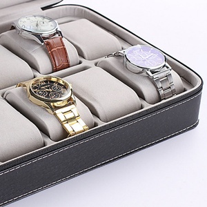 Wholesale Luxury Carbon Black PU Leather <b>Watch</b> Packaging Box for 2 4 6 8 10 12 Slots <b>Watches</b> Organizer Storage <b>case</b> - Product Image 3