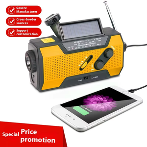 Портативное аварийное радио AM/FM/NOAA с функцией оповещения о погоде, солнечной батареей, динамо-зарядкой и фонариком - Product Image 2