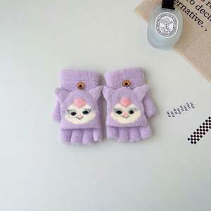 Gants chauds pour enfants dessin animé, protection contre le froid, épaissis, pour la maternelle, bébé, demi-doigts exposés - Product Image 6