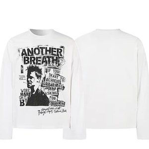 เสื้อยืดโอเวอร์ไซส์สไตล์วินเทจผ้าฝ้าย 100% แขนยาวสำหรับผู้ชาย ดีไซน์สตรีทแฟชั่น พร้อมคุณสมบัติแห้งเร็วและกันยับ - Product Image 1