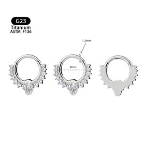 Anelli per il Naso in Titanio F136 Stile Vintage con Zirconi a Cuore e Quadrati, Piercing per il Naso con Fissaggio a Vite, Gioielli in Argento e Oro - Product Image 4