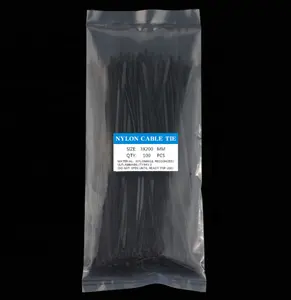 7.6X300 Mm Hitam Nilon Diri Penguncian Plastik Kabel Dasi untuk Bundel dan Memperbaiki Kabel