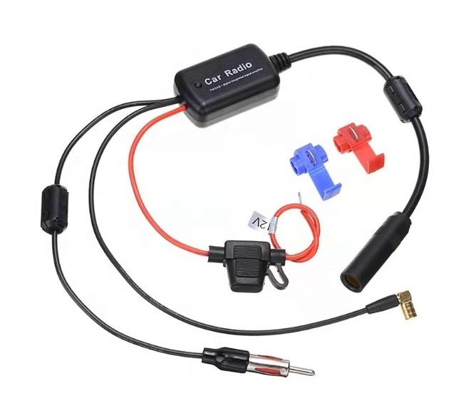 ANT-208 AM FM DAB+ 3-in-1 Car Radio Signal Amplifier Plus Wide Frequency Range Antenna Adapter Signal Gain Applicable Worldwide