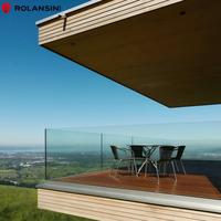 Rampe d'escalier moderne en aluminium avec balustrade en verre trempé sans cadre pour escaliers, terrasses, balcons et villas