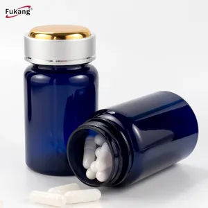 Botol Plastik Kemasan Obat Kapsul 100Ml 3 OZ, Botol Bulat PET Bluer Kosong Bening