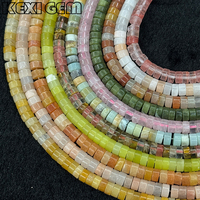 Chaîne de perles plates en pierre naturelle 3x6mm, perles lisses en œil de tigre, agate, jaspe, perles Heishi, perles intercalaires en pierres précieuses, perles rondelles