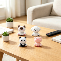 Lot de figurines miniatures en résine mignonnes (chat, chien, panda, cochon) pour micro-paysages et décoration de bureau