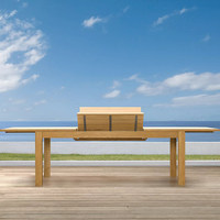 Ensemble de table et chaises de salle à manger d'extérieur télescopiques en teck anti-corrosion, style minimaliste moderne, pour jardin, balcon, véranda